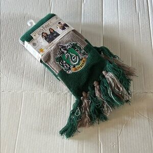 Harry Potter Slytherin Green & Gray Kids Scarf nwot